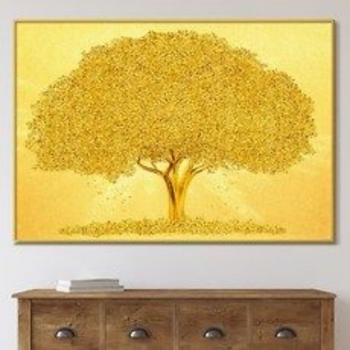 handgemachte ölgemälde leinwand wandkunst dekoration abstrakte pflanzenmalerei goldener baum für wohnkultur gerollte rahmenlose ungedehnte malerei Image