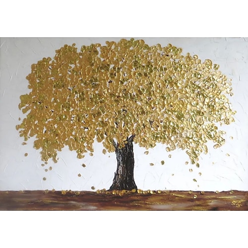 handgemachte ölgemälde leinwand wandkunst dekoration abstrakte pflanzenmalerei goldener baum für wohnkultur gerollte rahmenlose ungedehnte malerei Image