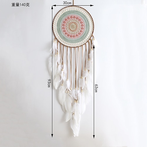 Boho Traumfänger handgemachtes Geschenk Wandbehang Dekor Kunst Ornament Handwerk Perlenfeder für Kinderzimmer Hochzeit Festival Geburtstagsgeschenk Image