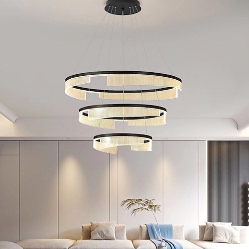 Pendelleuchte 406080 cm dimmbar Kreis/Rund Design Aluminium moderner Stil schwarz zeitgenössisch modern 220-240V Image