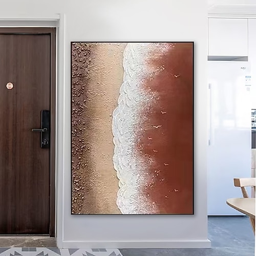 Handgefertigtes, handgemaltes Ölgemälde, Wandkunst, Meer, Strandlandschaft, Heimdekoration, Dekoration, gerollte Leinwand, kein Rahmen, ungedehnt Image