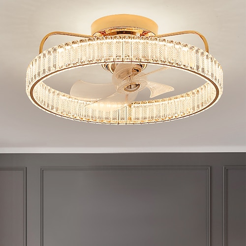 LED-Deckenventilatoren mit Beleuchtung Kristall-Kronleuchter dimmbar mit Fernbedienung 20 Unterputz-Deckenleuchte Metall-Kronleuchter Schlafzimmer Wohnzimmer Image