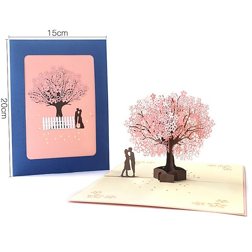 Weihnachtsgeschenke für Frauen Mom Her Frauentags Muttertagsgeschenke für Mädchen Valentinstag 3D Grußkarte Liebe Sakura Baum Papiergravieren Weihnachtssegnungsnachricht Dankeskarten Image