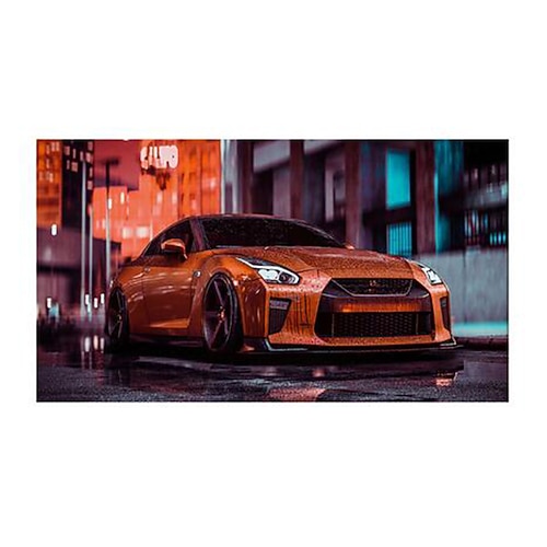 Auto-Wandkunstbild GTR R34 vs Supra-Fahrzeug, modernes Leinwandgemälde, Poster und Druck für Wohnzimmer, Schlafzimmer, Heimdekoration Image