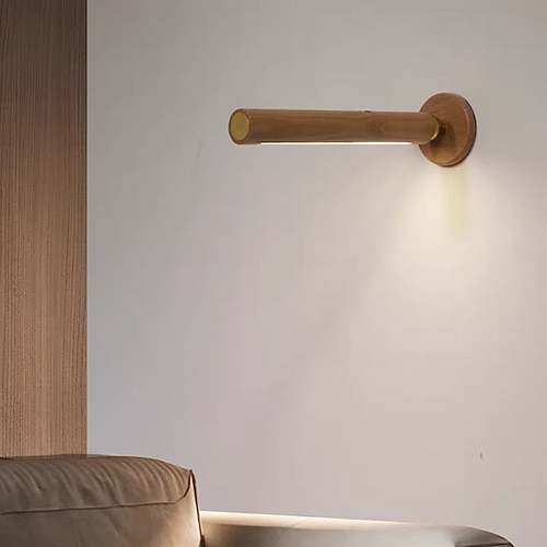 LED-Wandlampe aus Holz 360 ° drehbare magnetische abnehmbare und stufenlos dimmbare wiederaufladbare Wandlampe, USB-Nachtlampe ist für Schlafzimmer Wohnzimmer Image