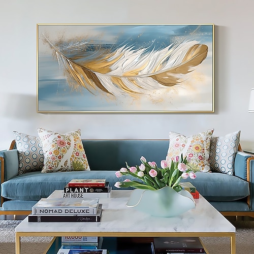 Handgefertigtes Ölgemälde auf Leinwand, Wandkunst-Dekor, Original-Federgemälde für die Inneneinrichtung mit gespanntem Rahmen/ohne Innenrahmen-Gemälde Image