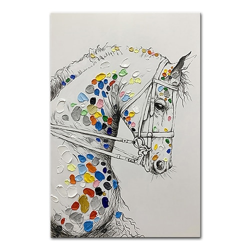 Mintura handgemachtes Pferdeölgemälde auf Leinwand, Wandkunst, Dekoration, modernes abstraktes Tierbild für Heimdekoration, gerolltes, rahmenloses, ungedehntes Gemälde Image