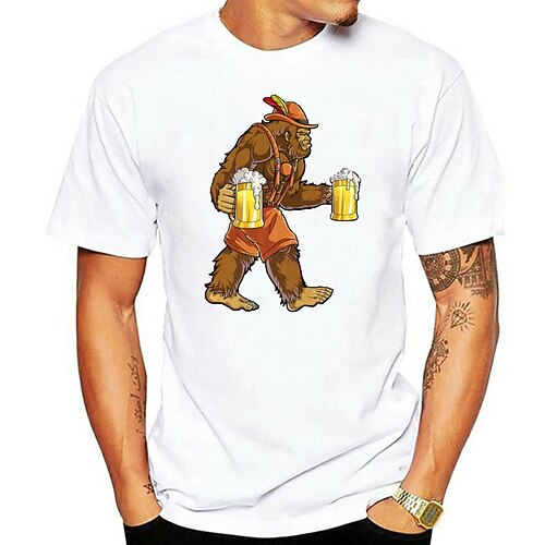 Cosplay Kostüm T-Shirt Anime Bayerisch Deutsch Wiesn T-Shirt Ärmel Klassisch Streetstyle für Herren Unisex Erwachsene Heißprägen für Oktoberfestbier Image