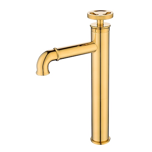Waschbecken Wasserhahn, Einhand-Hochbehälter Waschbecken Schwarz/Gold Waschtischarmatur Waschbecken Mischbatterie Messingkörper Image
