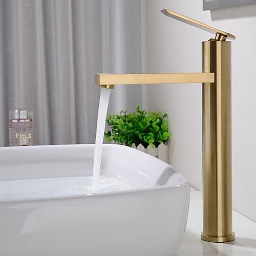 Waschbecken Wasserhahn - Einzelbett(150 x 200 cm) Gebürstetes Gold Mittellage Einhand Ein LochBath Taps