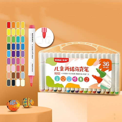 Doppelseitiger Acryl Marker Stift Für Kinder Zurück zur Schule Kunst DIY Graffiti Stift Undurchsichtig Wasserdicht Großes Volumen Ungiftig Gewaschen Aquarell Weihnachtsgeschenk Image