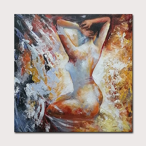 Hang-Ölgemälde Handgemalte Quadratisch Menschen Hautfarben Modern Ohne Innenrahmen (ohne Rahmen) Image