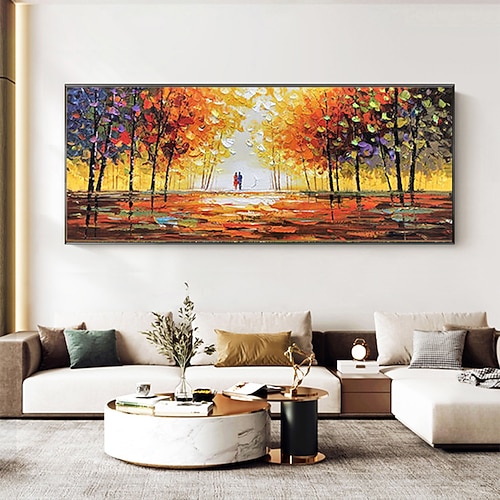 Handgefertigtes Ölgemälde auf Leinwand, Wandkunst, Dekoration, abstrakte bunte Paarmalerei, abstrakte Landschaftsmalerei für Wohnkultur, gerolltes, rahmenloses, ungedehntes Gemälde Image