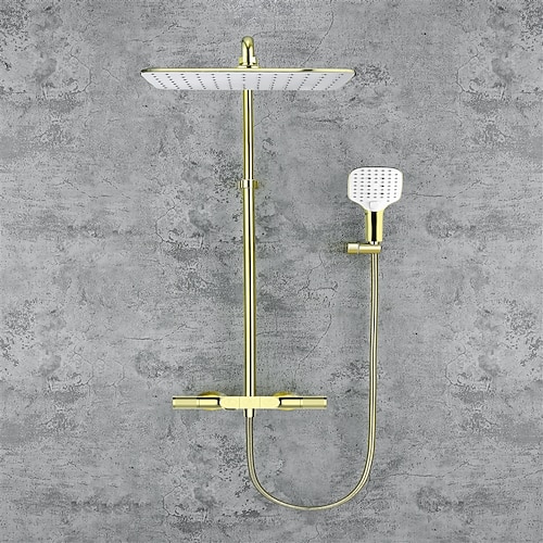 Duscharmatur, Duschsystem-Set – Handbrause inklusive, moderne verchromte / galvanisierte Halterung außerhalb des Keramikventils, Badewannen-Duschmischbatterien Image