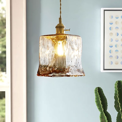 LED-Pendelleuchte Mini-Glas-Kupfer-Pendel-Deckenleuchte mit Glasschirm Klarglas-Pendelleuchte für Schlafzimmer Wohnzimmer Esszimmer Küche Image