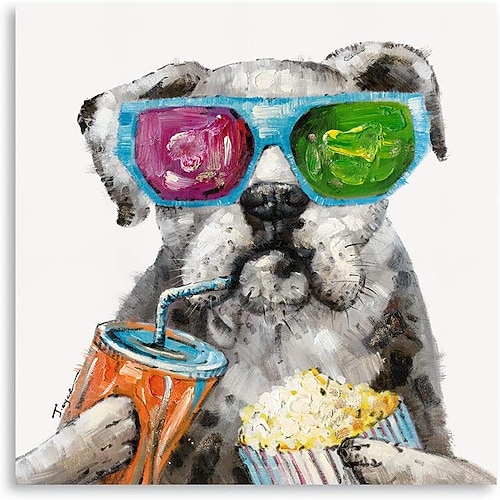 Hang-Ölgemälde Handgemalte Quadratisch Tiere Modern Fügen Innenrahmen Image