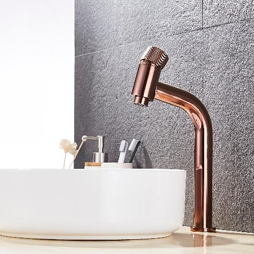 Waschbecken Wasserhahn - Wasserfall antikes Messing / galvanisierte Centerset Einhebelmischer mit einem Loch Image