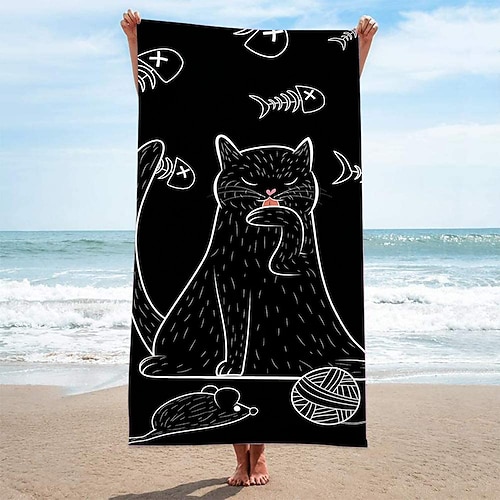 Strandtuch für Erwachsene, Männer, Frauen, Kinder, sandfreies Strandtuch, schnell trocknende Mikrofaser, leicht, übergroßes Poolhandtuch, super saugfähig, personalisierte Handtücher Image