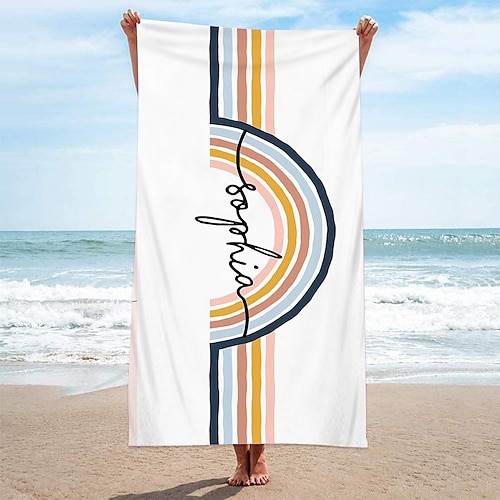 Strandtuch für Erwachsene, Männer, Frauen, Kinder, sandfreies Strandtuch, schnell trocknende Mikrofaser, leicht, übergroßes Poolhandtuch, super saugfähig, personalisierte Handtücher Image