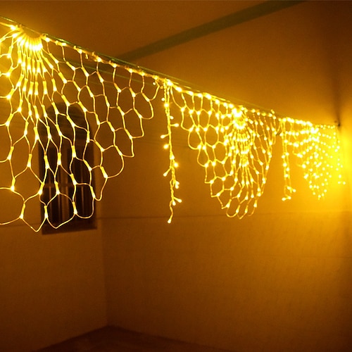 Pfau LED Netzlicht Außennetzlicht 3M 424LED Fenster Vorhang Lichterkette für Hintergrund Wand Feen Feiertagslicht EU US AU UK Stecker Image