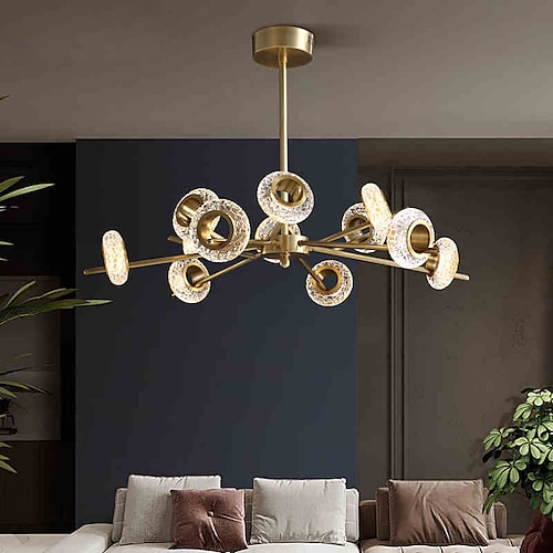 LED Pendelleuchte Kronleuchter Modern Gold 6 8 10 12 Köpfe Ring Design Kupfer Globus Messing Modern 220-240V 110-120V Image