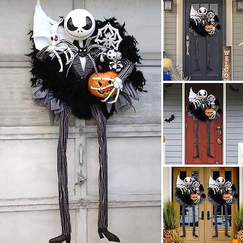 Halloween Horror Kürbis Kranz Türbehang Urlaub Party Horror Totenkopf Dekoration Requisiten Halloween Skelett Dekoration