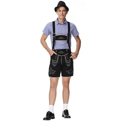Oktoberfestbier Kostüm Lederhosen Hemd Bayerisch Bayerisch Deutsch Wiesn Herren Stoff im traditionellen Stil Bluse Shorts Image