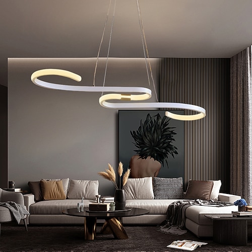 LED-Pendelleuchte, dimmbar, 86,9 cm, Acryl, moderne, schlichte Hängeleuchte mit Fernbedienung, für Arbeitszimmer, Büro, Esszimmer, Beleuchtungskörper, 110–240 V Image