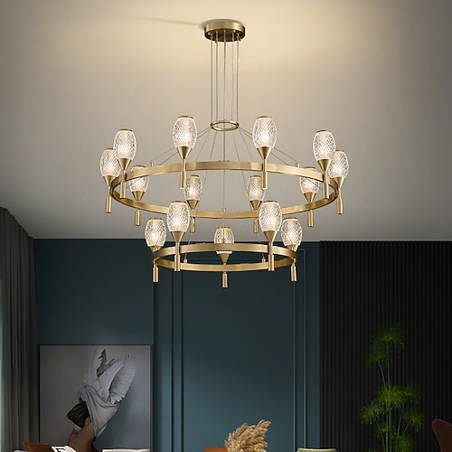 LED Deckenleuchte Kupfer Kreis Ring Design modernes Gold geometrische Formen Kronleuchter Kupfer moderner Stil Messing moderner nordischer Stil 6 8 10 15 Köpfe 220-240v 110-120v Image