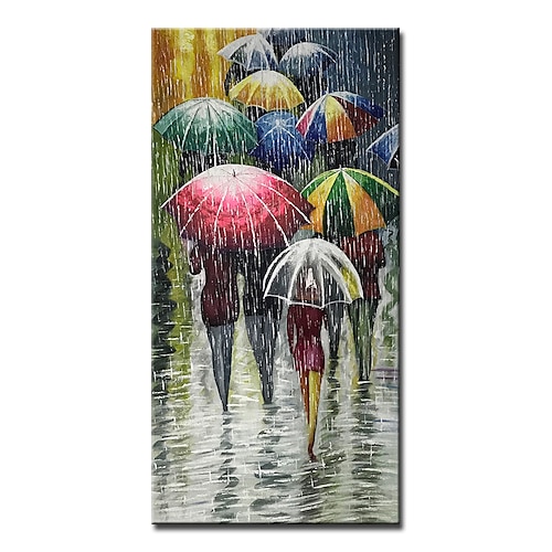 Mintura handgefertigtes Ölgemälde auf Leinwand, Wandkunst, Dekoration, modernes abstraktes Stadtlandschaftsbild für Wohnkultur, gerolltes, rahmenloses, ungedehntes Gemälde Image