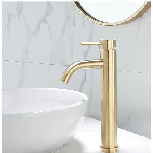 Waschbecken Wasserhahn - Wasserfall Nickel gebürstet Mittellage Einhand Ein LochBath Taps