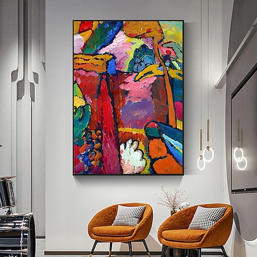 Handgefertigtes Ölgemälde auf Leinwand, Wandkunst, Dekoration, Wassily Kandinsky, abstrakt, für Heimdekoration, gerolltes, rahmenloses, ungedehntes Gemälde Image