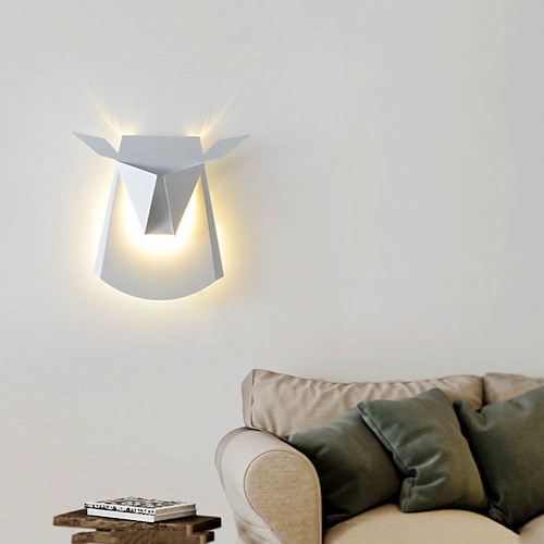 LED-Wandleuchten Origami-Hirschkopf dekorative LED-Wandleuchte aus weißem Messing, mattschwarz, Aluminium, für Kinderzimmer, Wohnzimmer, Schlafzimmer, Arbeitszimmer, Büro, 110-240 V Image