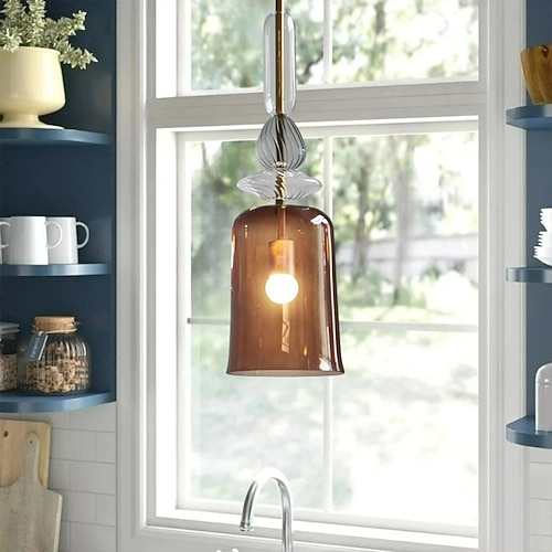 Einfachheit Klarglas Pendelleuchte nordisches modernes Design Restaurant Droplight Wohnkultur E27 Deckenhängelampe für Café Loft Dessert Shop Bar 110–240 V Image