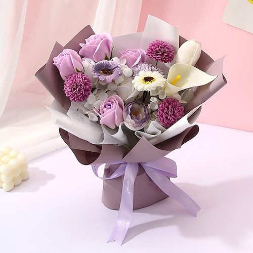 Weihnachtsgeschenke für Frauen Mama Sie Geschenke zum Internationalen Frauentag Muttertagsgeschenke für Mädchen Kleines frisches ewiges Seifenbouquet Mix und Match Stil Kreatives Hochzeitsgeschenk Image