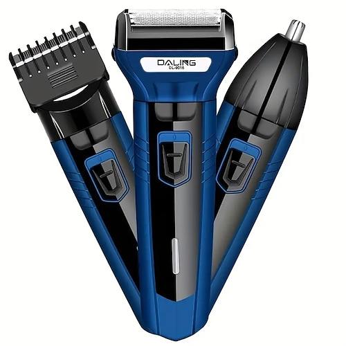 Elektrorasierer für Männer – 3 austauschbare Klingenköpfe – nass Trockenrasur, Kugel, Nase, Körperhaar, Gesichtsrasierer – ideales Geschenk für Männer