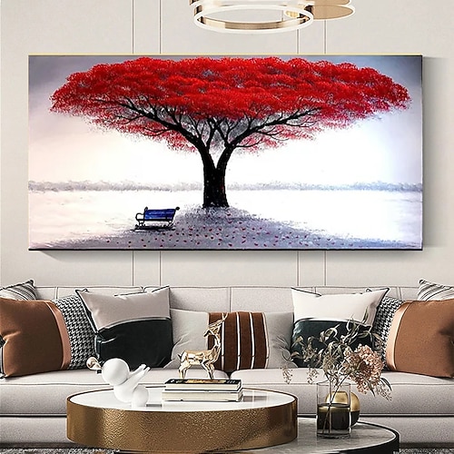 Hang-Ölgemälde Handgemalte Horizontal Blumenmuster / Botanisch Zeitgenössisch Modern Fügen Innenrahmen Image