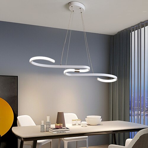 86 cm führte moderne Pendelleuchte Insel Deckenbeleuchtung Innendesign Lampe Esstisch Kronleuchter Metall und Acryl weiß hängende Leuchte für Wohnzimmer, Musiksymbole Image