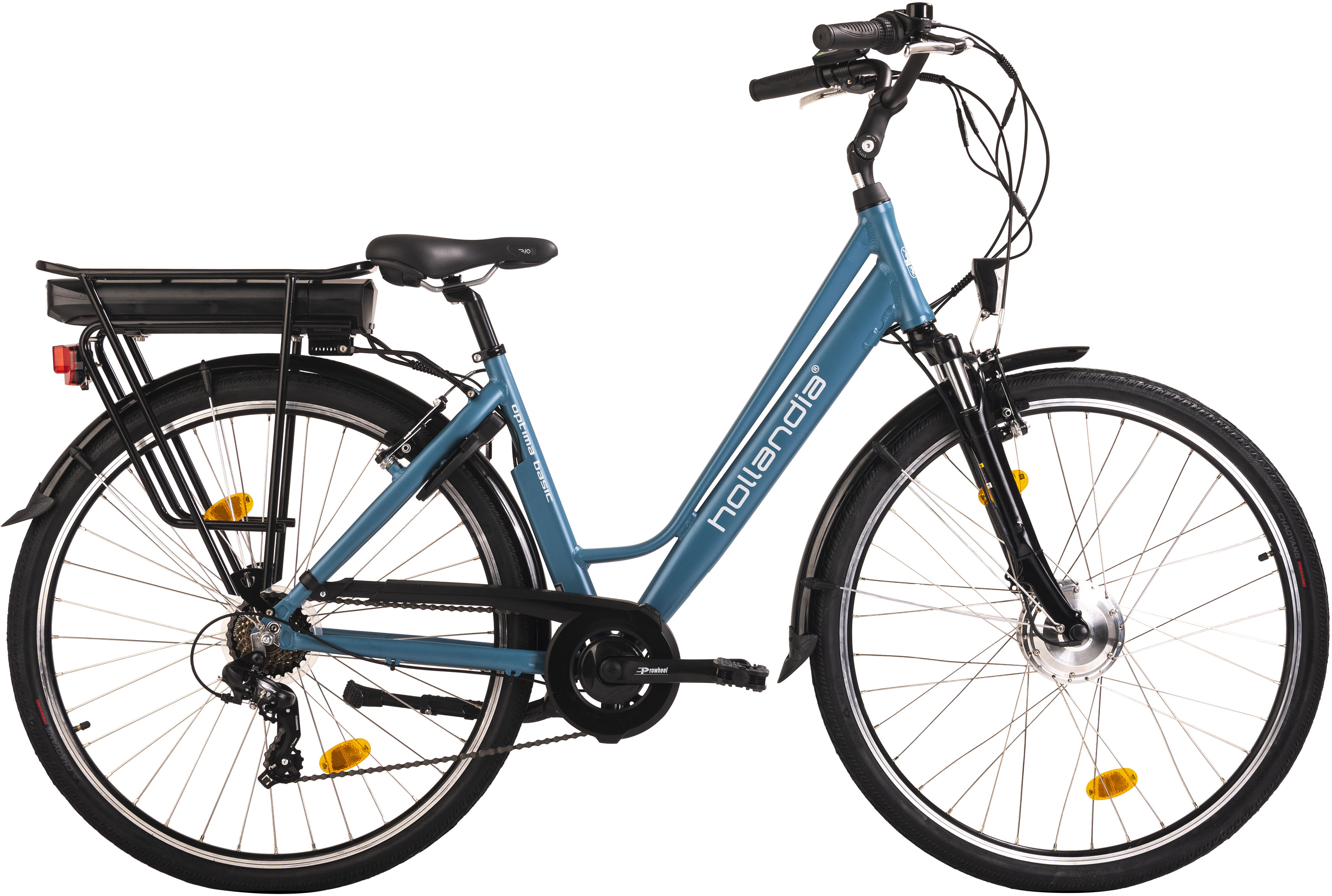 E-Bike HOLLANDIA "Optima Basic" Gr. 46, blau (türkis, blau), Elektrofahrräder, 46cm, 28 Zoll (71,12cm), Pedelec, Elektrofahrrad für Damen u. Herren Image
