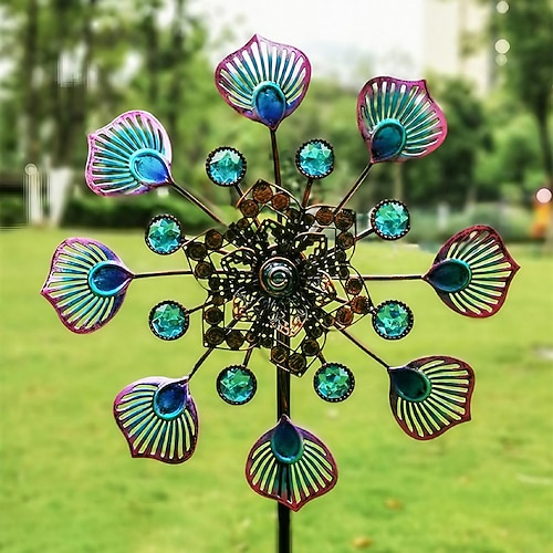 Mulino A Vento In Ferro Da Giardino Inserito A Terra Girandola Per Esterni Girevole Colorato A Coda Di Pavone Mulino A Vento Da Giardino Mulino A Vento Da Giardino Ornamento Artigianale
