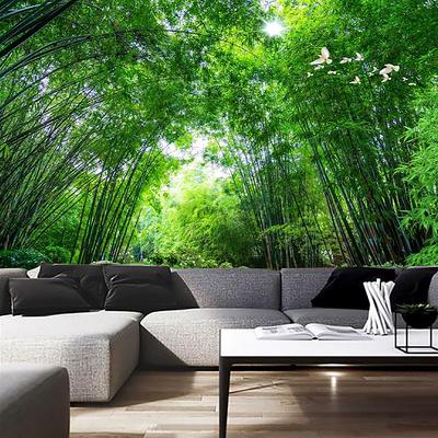 Cool Wallpapers Nature Forest Wallpaper Wall Mural Landscape Green Sticker Peel Stick Removable PVC/Vinyl Material Self Adhesive/Adhesive Required Wall Decor for Living Room Kitchen Bathroom