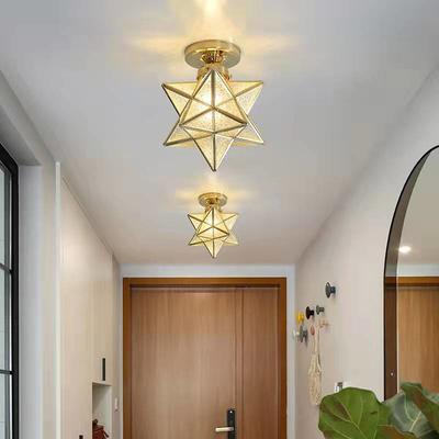 LED Ceiling Light 10 Geometric Shapes Flush Mount Lights Plastic Copper Artistic Style Formal Style Ceilling Light for Corridor Porch Bar Creative Loft Balcony Lamps 110-240V