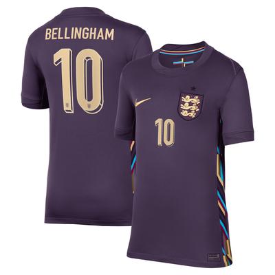 England Nike Stadium Auswärtstrikot 2024 - Kinder mit Aufdruck Bellingham 10 Image