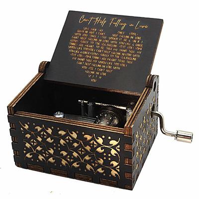 Can't Help Falling in Love Wood Music Box Antique Engraved Musical Boxes Case for Love One Wooden Music Box - Gifts for Lover Boyfriend Girlfriend Husband Wife