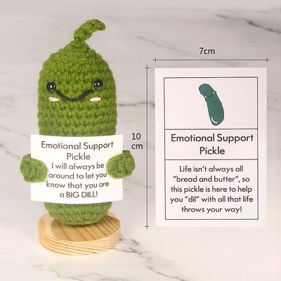 Cucumber Pendant Handmade Wool Crochet Knitted Cute Positive Energy Funny Doll Pendant Card