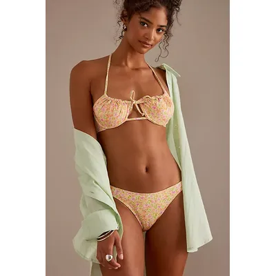 Billabong Summer Floral Tie-Front Halter Bikini Top