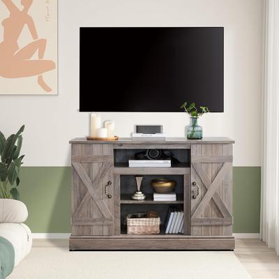 Roomfitters Farmhouse Classic Media TV Stand, Entertainment Console with 18" Electric Fireplace Insert