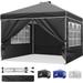 10 ft. x 10 ft. Straight Leg Pop-Up Canopy Instant Folding, Outdoor Canopy Tent w/Sidewalls & Windows - 120*120*105 INCH