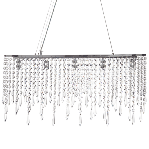 Kronleuchter Silber Eisen Chrom Finish mit Kristallen Beleuchtung Wohnzimmer Esszimmer glamourösen Stil