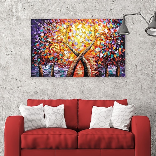 Original abstraktes handgemachtes Gemälde große Wandkunst buntes Blumengemälde auf Leinwand Wohndekor Büro Wanddekor handgemalte Wandkunst ungerahmt